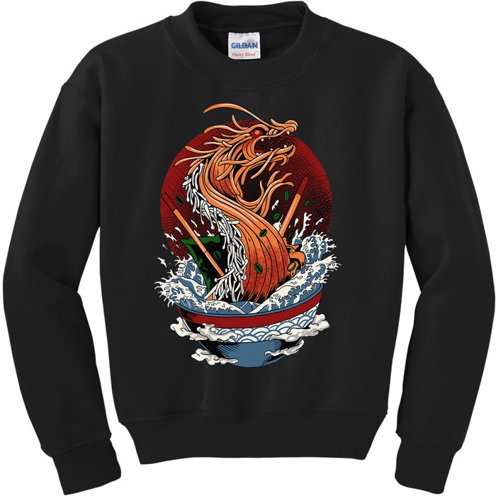 Ra Dragon Kaiju Dragon Japanese Noodle Funny Anime Kids Sweatshirt