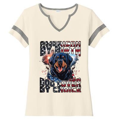 Rottweiler Dog Lover Patriotic 4th Of July Ladies Halftime Notch Neck Tee