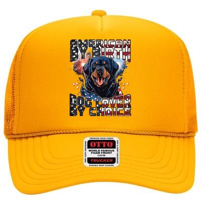 Rottweiler Dog Lover Patriotic 4th Of July High Crown Mesh Back Trucker Hat