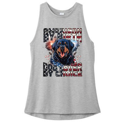 Rottweiler Dog Lover Patriotic 4th Of July Ladies PosiCharge Tri-Blend Wicking Tank