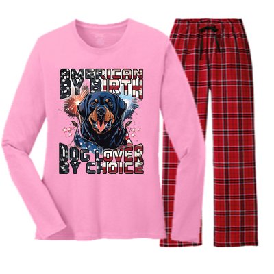 Rottweiler Dog Lover Patriotic 4th Of July Women's Long Sleeve Flannel Pajama Set 