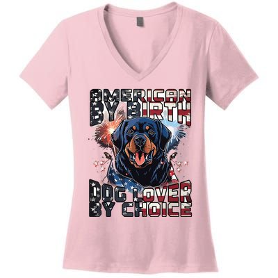 Rottweiler Dog Lover Patriotic 4th Of July Women's V-Neck T-Shirt