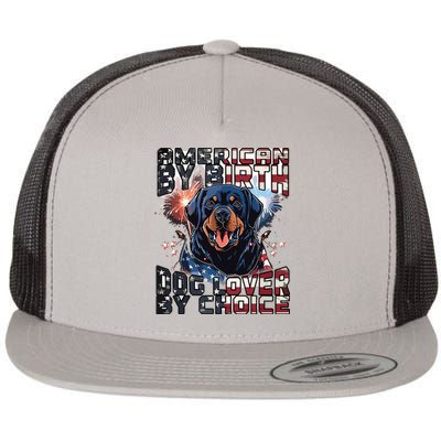 Rottweiler Dog Lover Patriotic 4th Of July Flat Bill Trucker Hat