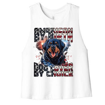 Rottweiler Dog Lover Patriotic 4th Of July Women's Racerback Cropped Tank