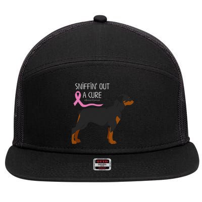 Rottweiler Dog Lover Breast Cancer Awareness 7 Panel Mesh Trucker Snapback Hat