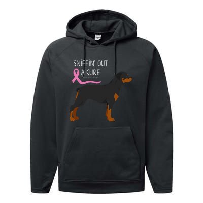 Rottweiler Dog Lover Breast Cancer Awareness Performance Fleece Hoodie