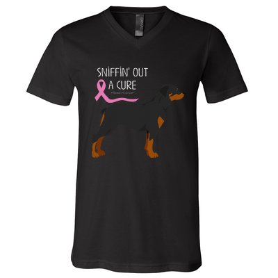 Rottweiler Dog Lover Breast Cancer Awareness V-Neck T-Shirt