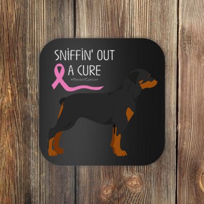 Rottweiler Dog Lover Breast Cancer Awareness Coaster