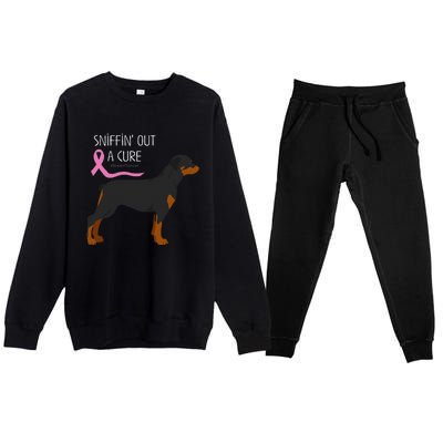 Rottweiler Dog Lover Breast Cancer Awareness Premium Crewneck Sweatsuit Set