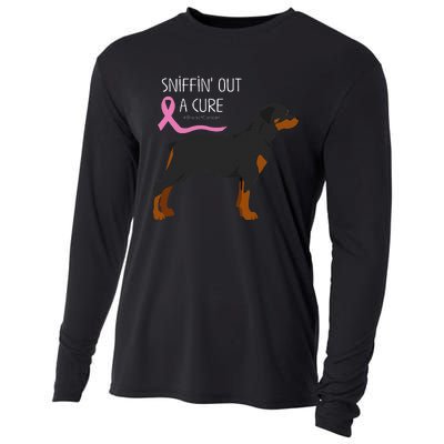 Rottweiler Dog Lover Breast Cancer Awareness Cooling Performance Long Sleeve Crew