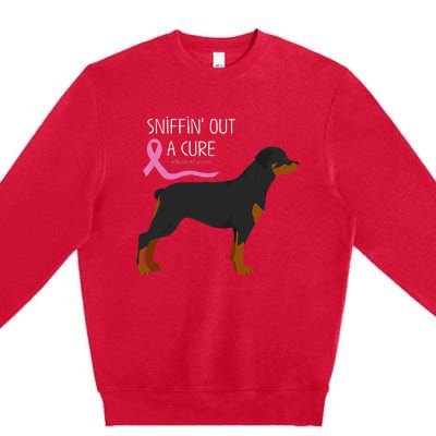 Rottweiler Dog Lover Breast Cancer Awareness Premium Crewneck Sweatshirt