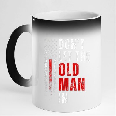 Retro DonT Let The Old Man In Vintage American Flag 11oz Black Color Changing Mug