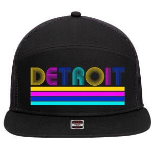 Retro Detroit Logo 7 Panel Mesh Trucker Snapback Hat