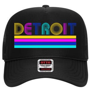 Retro Detroit Logo High Crown Mesh Back Trucker Hat