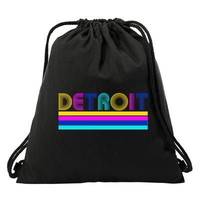 Retro Detroit Logo Drawstring Bag