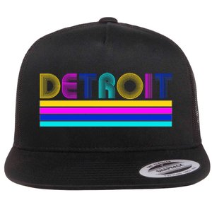 Retro Detroit Logo Flat Bill Trucker Hat