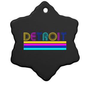 Retro Detroit Logo Ceramic Star Ornament