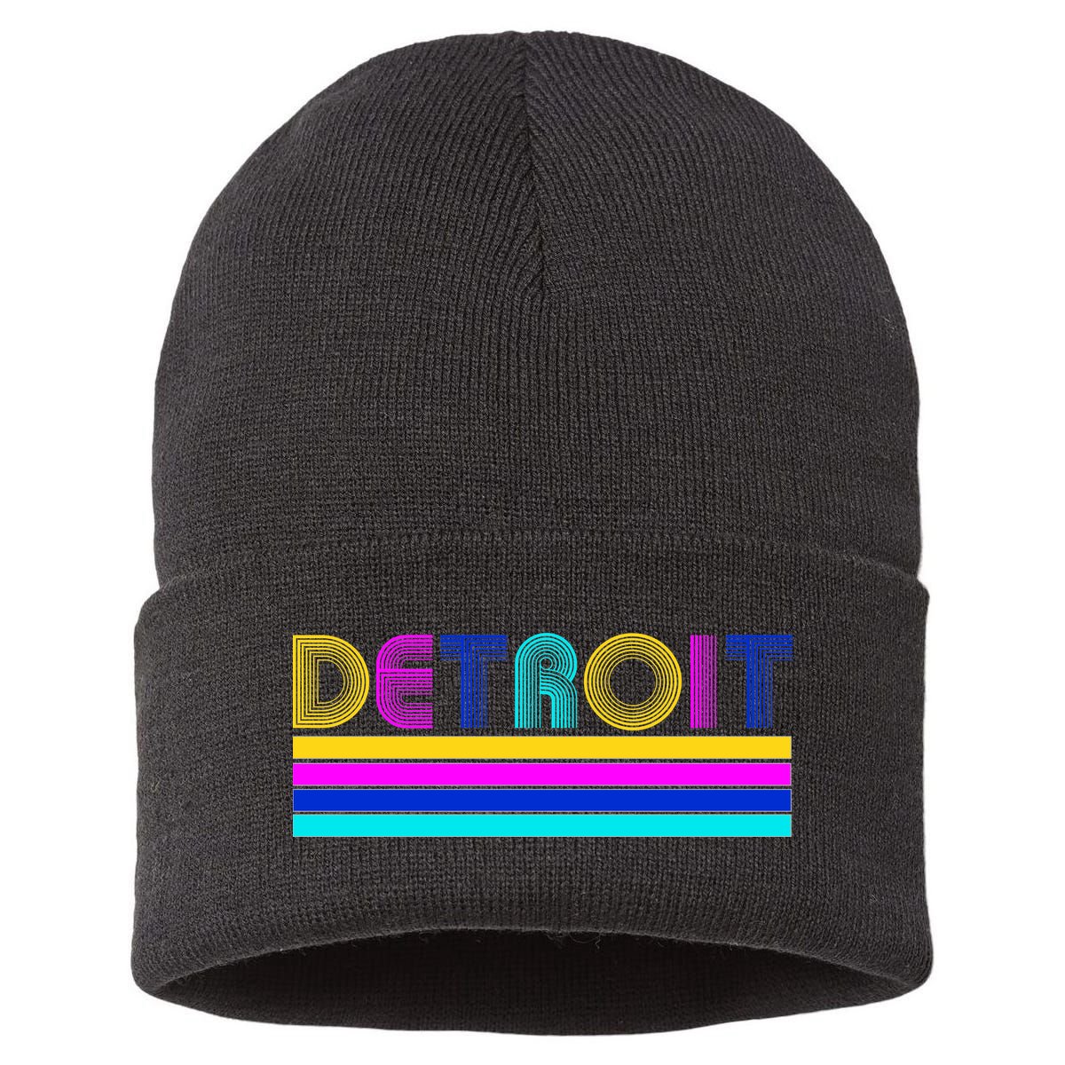 Retro Detroit Logo Sustainable Knit Beanie