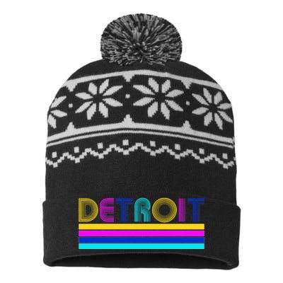 Retro Detroit Logo USA-Made Snowflake Beanie