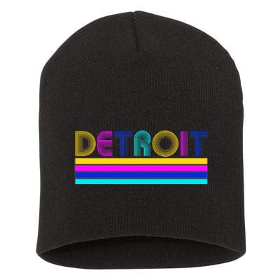 Retro Detroit Logo Short Acrylic Beanie