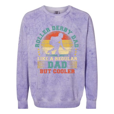 Roller Derby Lover Vintage Roller Derby Dad Fathers Day Colorblast Crewneck Sweatshirt