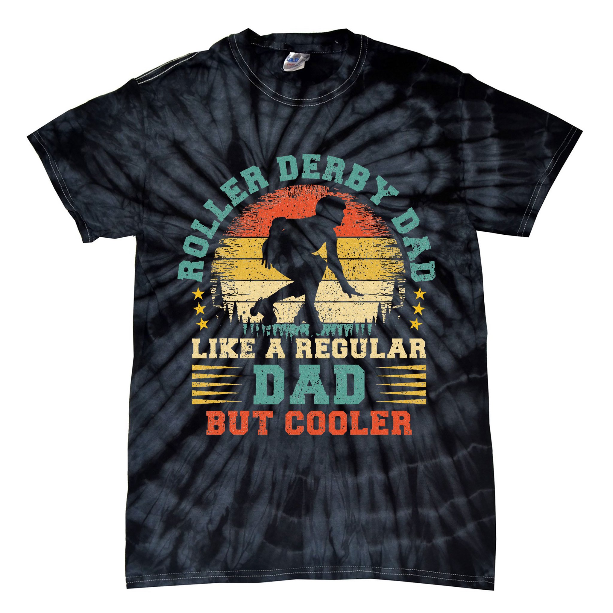 Roller Derby Lover Vintage Roller Derby Dad Fathers Day Tie-Dye T-Shirt