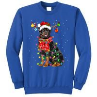 Rottweiler Dog Lover Santa Hat Christmas Xmas Lights Funny Gift Sweatshirt