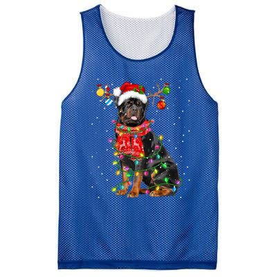 Rottweiler Dog Lover Santa Hat Christmas Xmas Lights Funny Gift Mesh Reversible Basketball Jersey Tank