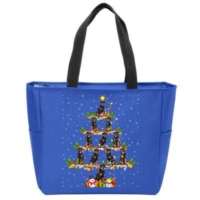 Rottweiler Dog Lover Xmas Lighting Rottweiler Christmas Tree Meaningful Gift Zip Tote Bag