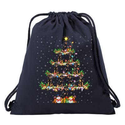 Rottweiler Dog Lover Xmas Lighting Rottweiler Christmas Tree Meaningful Gift Drawstring Bag