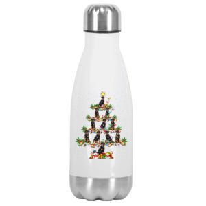 Rottweiler Dog Lover Xmas Lighting Rottweiler Christmas Tree Meaningful Gift Stainless Steel Insulated Water Bottle