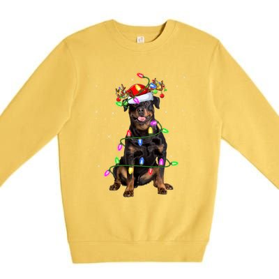 Rottweiler Dog Lover Xmas Lights Santa Rottweiler Christmas Gift Premium Crewneck Sweatshirt