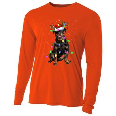 Rottweiler Dog Lover Xmas Lights Santa Rottweiler Christmas Gift Cooling Performance Long Sleeve Crew