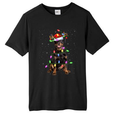 Rottweiler Dog Lover Xmas Lights Santa Rottweiler Christmas Gift Tall Fusion ChromaSoft Performance T-Shirt