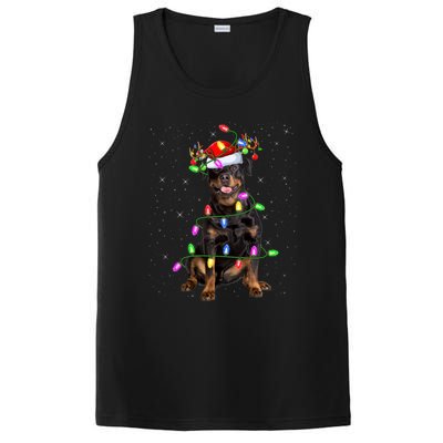 Rottweiler Dog Lover Xmas Lights Santa Rottweiler Christmas Gift PosiCharge Competitor Tank