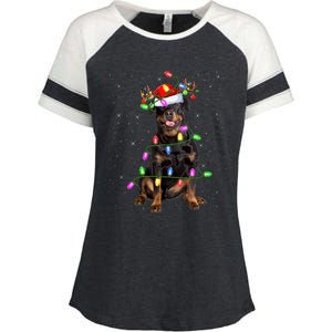 Rottweiler Dog Lover Xmas Lights Santa Rottweiler Christmas Gift Enza Ladies Jersey Colorblock Tee