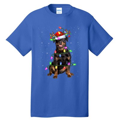 Rottweiler Dog Lover Xmas Lights Santa Rottweiler Christmas Gift Tall T-Shirt