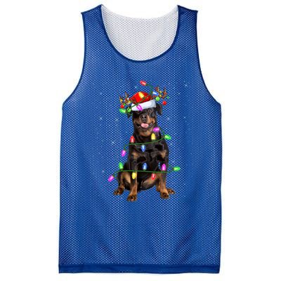 Rottweiler Dog Lover Xmas Lights Santa Rottweiler Christmas Gift Mesh Reversible Basketball Jersey Tank