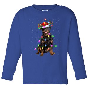 Rottweiler Dog Lover Xmas Lights Santa Rottweiler Christmas Gift Toddler Long Sleeve Shirt