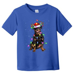 Rottweiler Dog Lover Xmas Lights Santa Rottweiler Christmas Gift Toddler T-Shirt