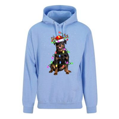 Rottweiler Dog Lover Xmas Lights Santa Rottweiler Christmas Gift Unisex Surf Hoodie