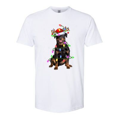 Rottweiler Dog Lover Xmas Lights Santa Rottweiler Christmas Gift Softstyle CVC T-Shirt