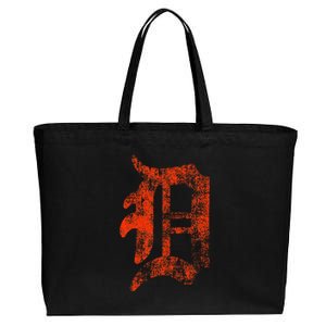 Retro Detroit Letter D Throwback Design Cotton Canvas Jumbo Tote