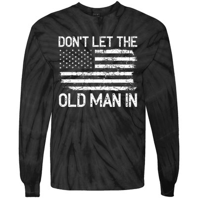 Retro Don't let the old man in vintage American Flag Tie-Dye Long Sleeve Shirt