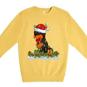 Rottweiler Dog Lover Xmas Lights Santa Rottweiler Christmas Cute Gift Premium Crewneck Sweatshirt