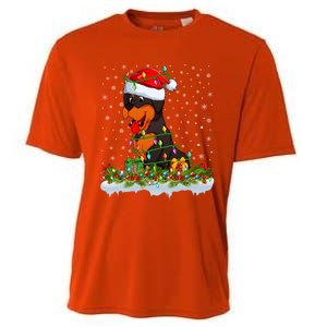 Rottweiler Dog Lover Xmas Lights Santa Rottweiler Christmas Cute Gift Cooling Performance Crew T-Shirt