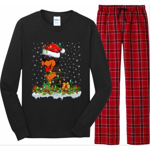 Rottweiler Dog Lover Xmas Lights Santa Rottweiler Christmas Cute Gift Long Sleeve Pajama Set