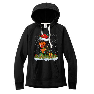 Rottweiler Dog Lover Xmas Lights Santa Rottweiler Christmas Cute Gift Women's Fleece Hoodie