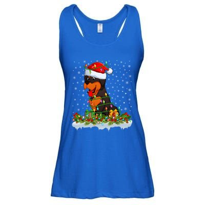 Rottweiler Dog Lover Xmas Lights Santa Rottweiler Christmas Cute Gift Ladies Essential Flowy Tank