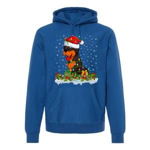 Rottweiler Dog Lover Xmas Lights Santa Rottweiler Christmas Cute Gift Premium Hoodie